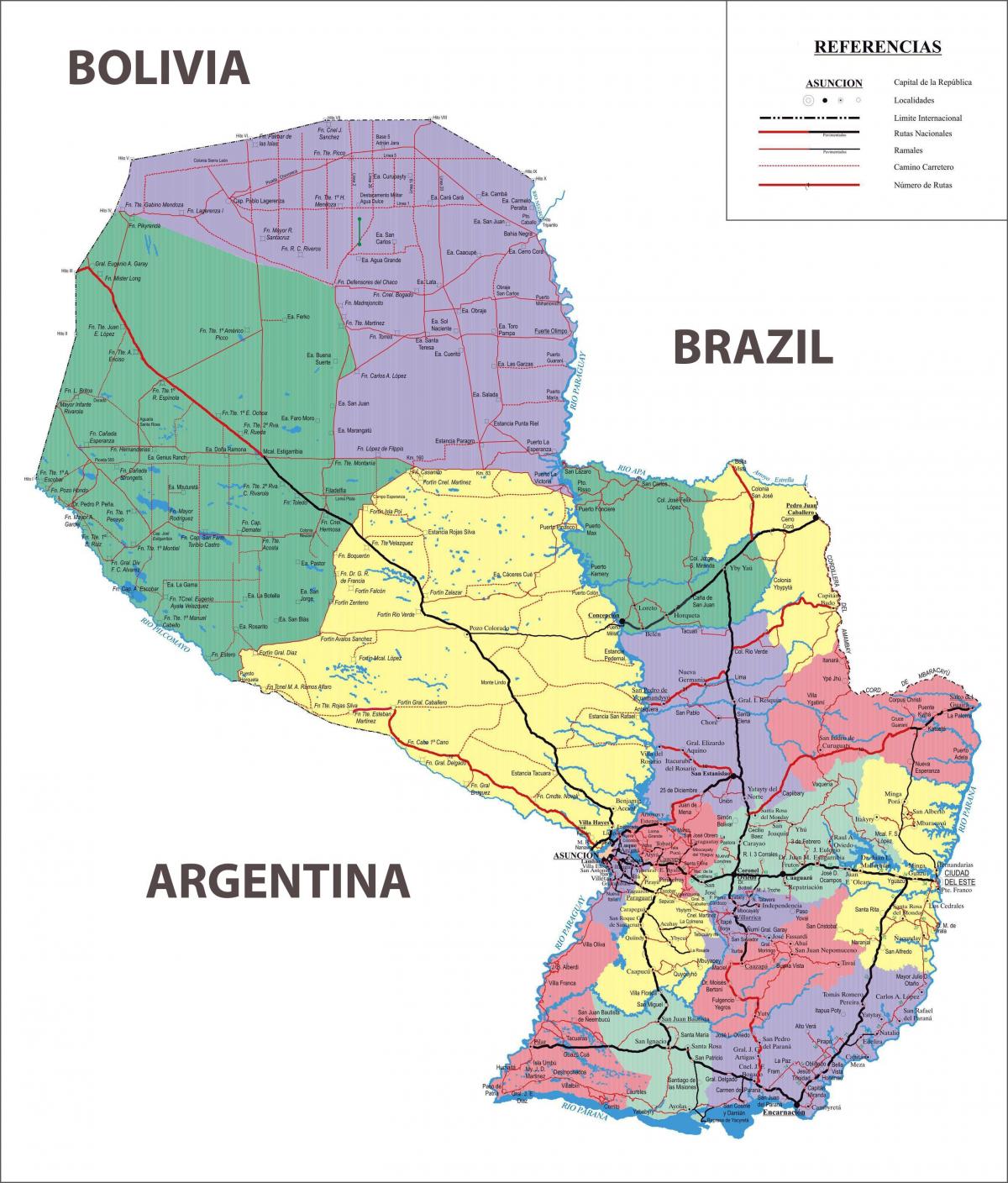 el mapa de Paraguai