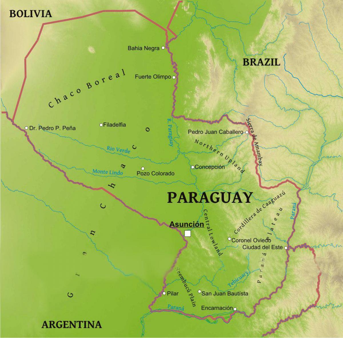 Mapa de Paraguai geografia