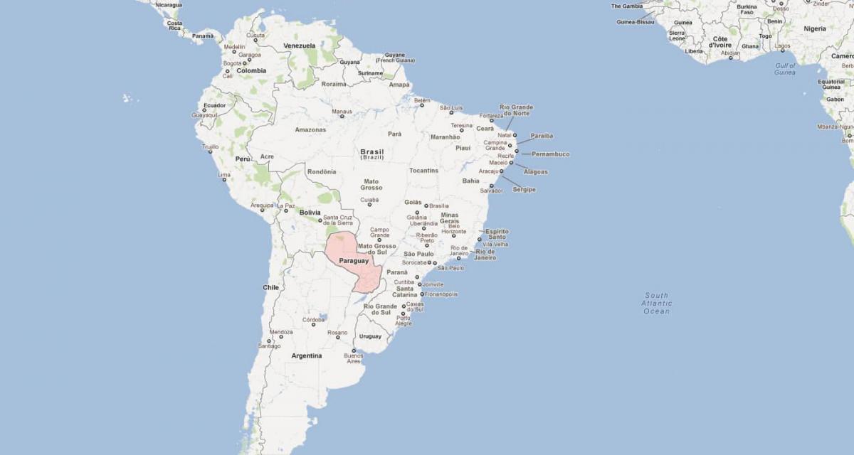 Mapa del Paraguai, a sud-amèrica