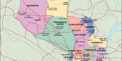 Mapa de política Paraguai